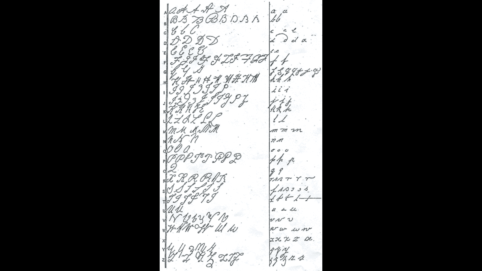 Examples of cursive handwriting