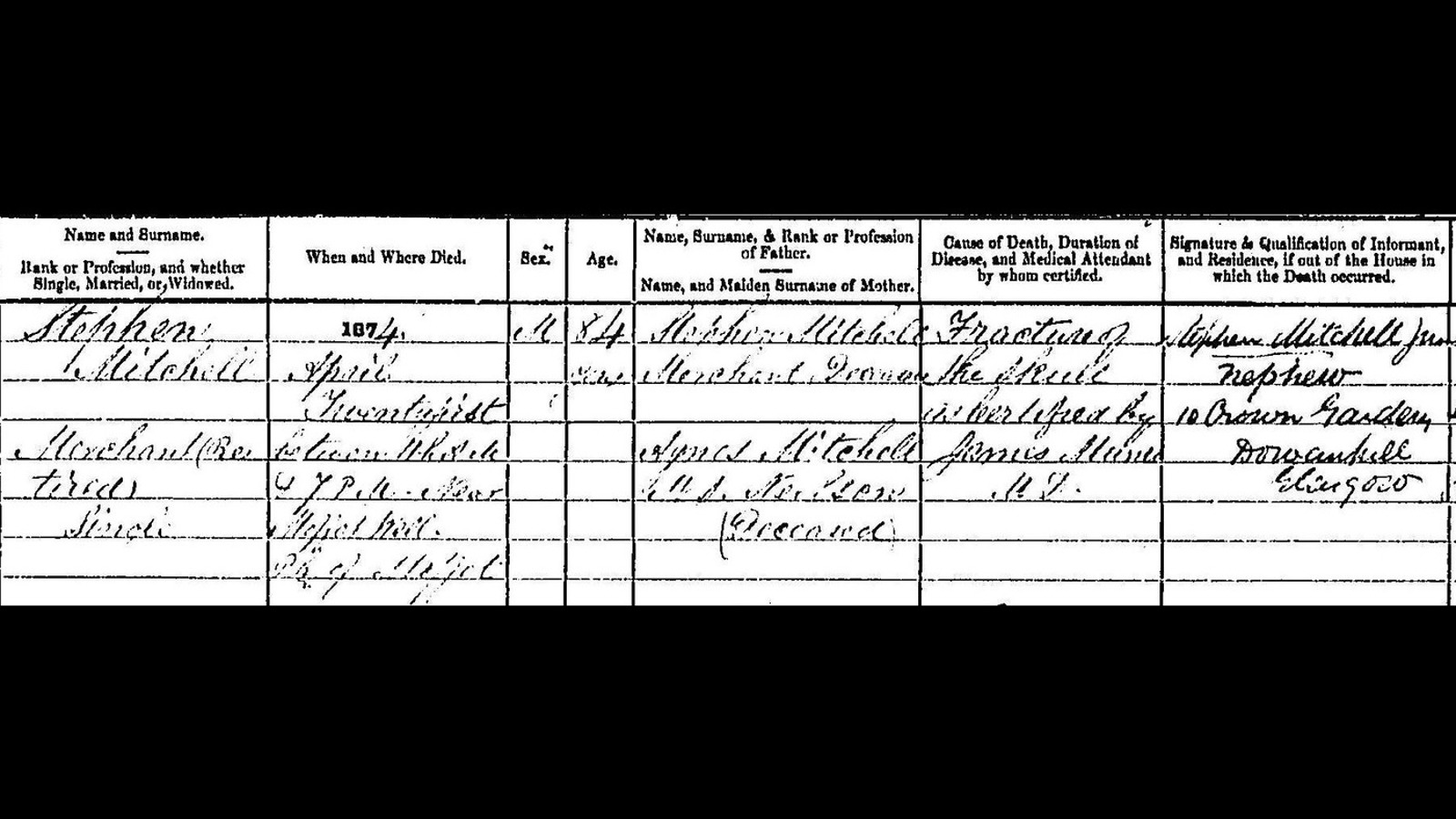 Copy of a death certificate