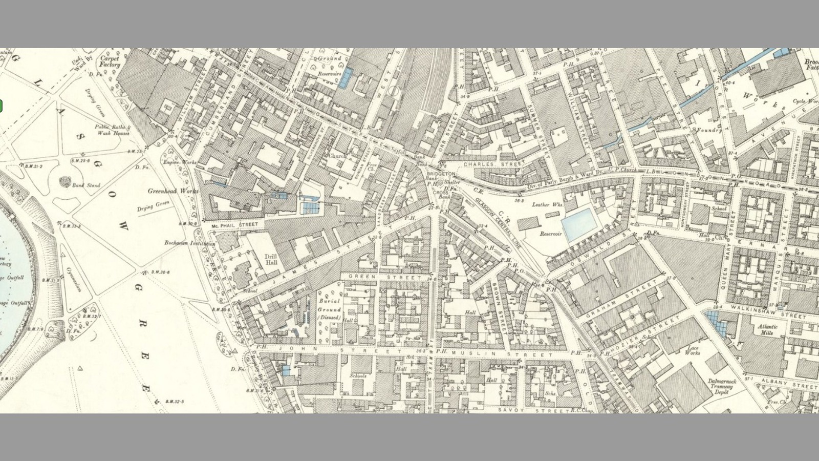 Map of a grid of streets
