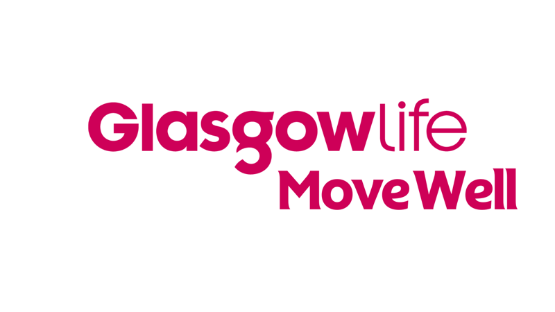 Pink logo on white background