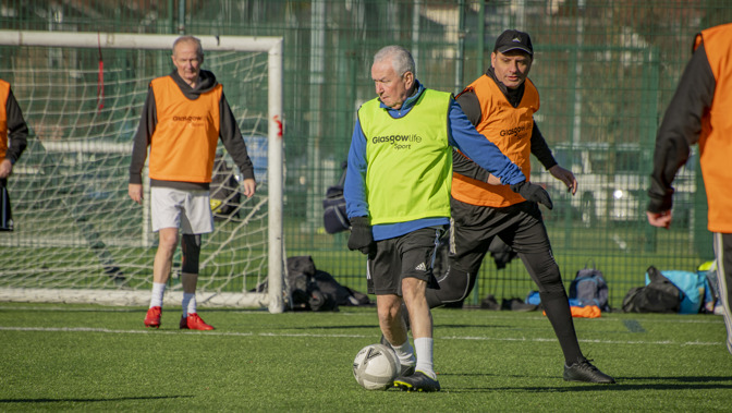 Walking Footballer with ball