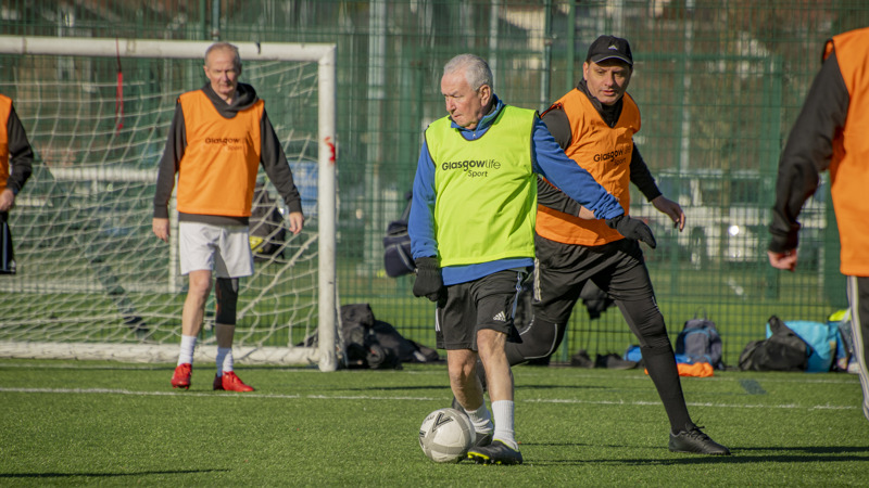 Walking Footballer with ball