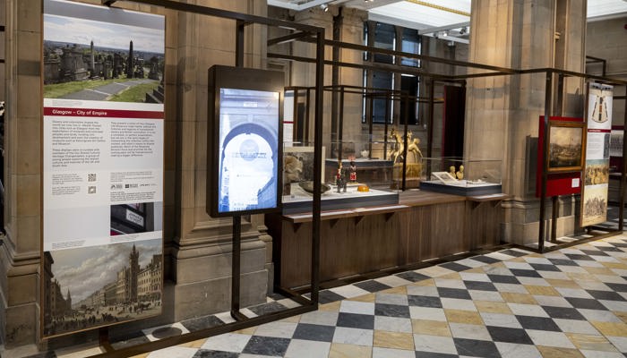 Labels and objects which make up the Glasgow - City of Empire exhibition at Kelvingrove Art Gallery and Museum.