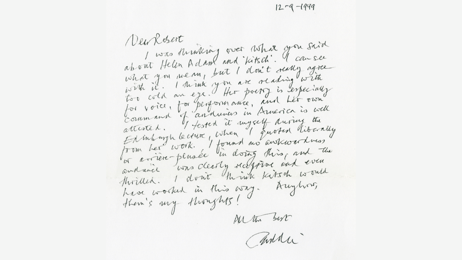 A handwritten letter.