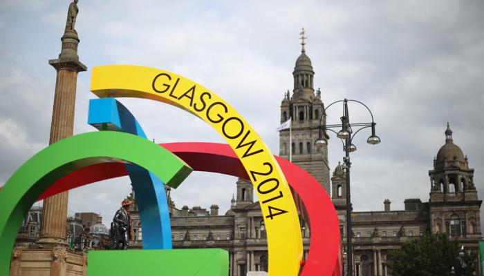 The Big G sculpture of the Commonwealth Games logo in Glasgow's George Square in front of the City Chambers during the 2014 Commonwealth Games.