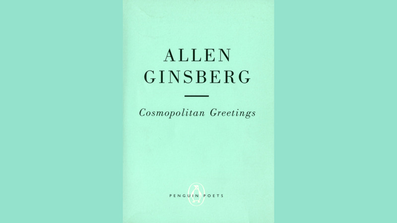 Book cover. Teal colour. Allan Ginsberg Cosmopolitan Greetings