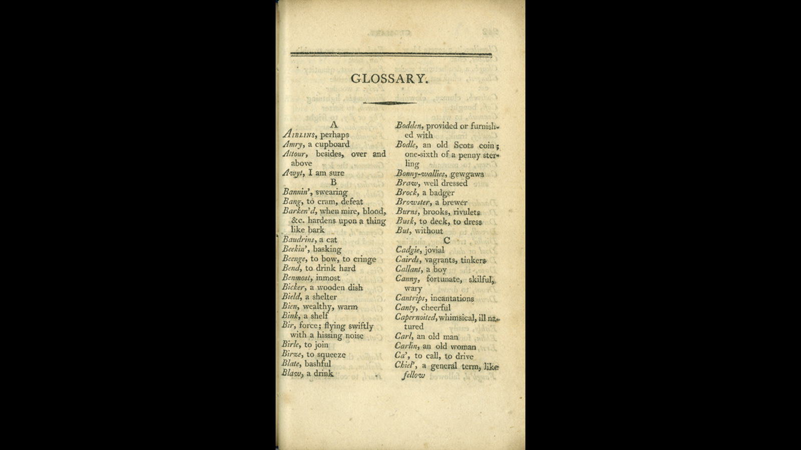 Page of a book featuring scots words