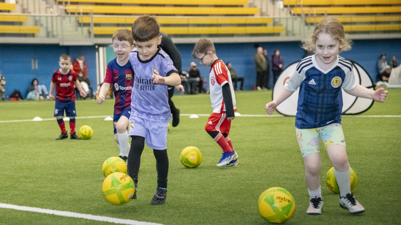 Children with footballs