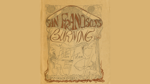 A book cover on brown paper. The title is San Francisco's burning.